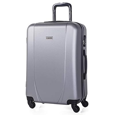 ITACA - Valise de Voyage Rigide 4 Roues Trolley de Taille Moyenne 65 cm en ABS. Résistante et Légère. Poignée 2 Anses et Cadenas. Étudiant et Professionnel. 71160, Color Argenté