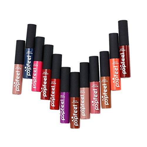 MagiDeal 12 Farbe Matt Make-up Lipgloss Langanhaltend Flüssigkeit Lippenstifte Makeup Lipsticks Set