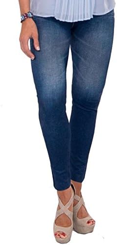 Thane Slim N Lift Caresse Jeans Skinny Seamless High Waist Jeggings Shapewear Slimming Fit Bum Lifting Tummy Tuck Waist Control Denim Look Shaper Trousers (S/M, Blue)