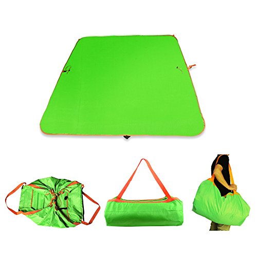 Preisvergleich Produktbild Picknickdecke iRegro Campingdecke Stranddecke Strandmatte 146 x 146cm Aufbewahrungsbeutel Tasche wasserdicht gepolstert mit Tragegriff (Grün)