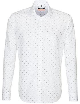 SEIDENSTICKER Herren Hemd Slim Langarm Bügelfrei Karo Businesshemd Kent-Kragen Kombimanschette weitenverstellbar