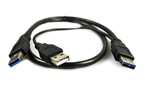 COM-FOUR® USB 3.0 Super Speed Y Kabel A-Stecker auf A-Stecker und USB 2.0 Stecker (zusätzliche Stromversorgung) 60cm schwarz - Zum Verbinden von Geräten mit USB Anschluss