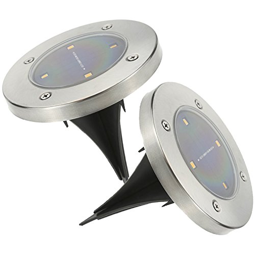 2 Stück Keine Verkabelung große Solarleuchte für Außenleuchte Wasserdicht 4 LED 40LM Pfad Garten Landschaft Spike Beleuchtung für Hof Auffahrt Rasen Weiß (12 cm breit)
