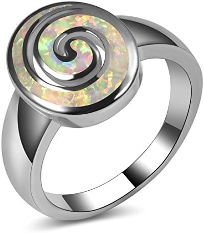 Weinuo White Fire Opal Zircon 925 Sterling Silver Engagement Wedding Party Ring Size O