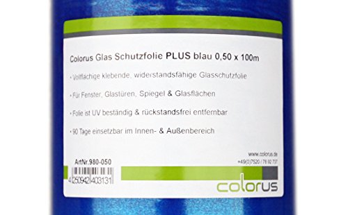 Colorus Glas Schutzfolie PROFI blau selbstklebend 50 cm x 100 m – Fenster Schutz Folie – Glasschutzfolie – PREMIUM Fensterfolie Fensterschutzfolie - 2
