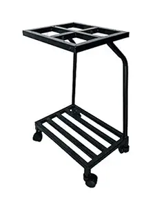 GOYAL Chair Single Inverter-Battery Metal Trolly Stand in 1 inch Pipe (Movable Trolley) with Height 26 inch (Trolly Suitable for All Type Inverter-Batteries) in Wheel Black Colour