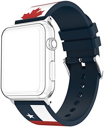 For Apple Watch Silicone Series 3 Straps, MeiC Power 42mm Patchwork Flag Printed Smart Watch Bands Metal Clasp Replacement Bracelets for Apple iWatch Series 1 / 2 / 3, Sport, Edition