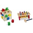Melissa & Doug Shape Sorting Cube and Deluxe Pounding Bench Bundle