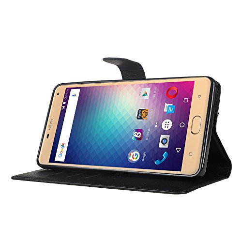 KuGi Homtom HT7 Pro / Homtom HT7 Hülle- Hochwertige Ständer PU-Leder-Mappen-Kasten für Homtom HT7 Pro / Homtom HT7 4G LTE Smartphone.(Schwarz) - 4