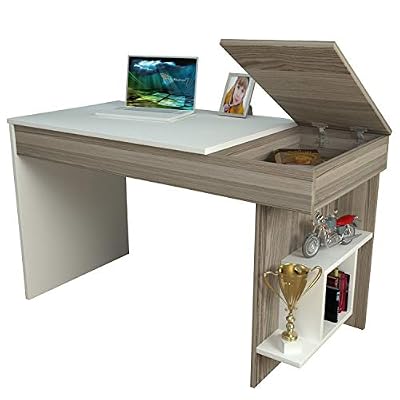 HOMIDEA Hidden Bureau - Table pour Ordinateur avec étagère en Un Design Moderne (Avola/Blanc)