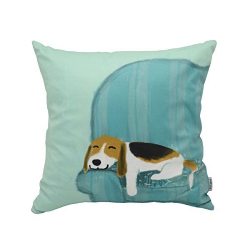 Elviros Dekorativ Baumwoll Leinen Mix Kissenbezug 45 x 45cm - Hund auf dem Sofa