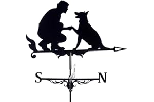Dyna-Living Bandiera meteorologica per uomo e cane, motivo Weather Vane in metallo, per uomo e cane, stile retrò, per uomo e cane