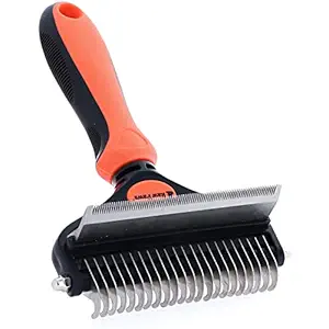 Raw Paws Pet Deshedding Tool & Undercoat Rake for Dogs & Cats - Cat Deshedding Tool for Cats - Dog Deshedding Tool for Dogs - Dog Rake - Dog Detangler - Cat Deshedding Brush - Dog Brush for Shedding