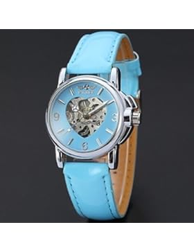 Schöne Uhren, Frauen-Herz-Design mechanische Uhr Sieger Automatik Skelett Hohl beiläufige Armbanduhren