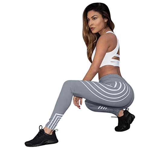 Mallas mujer Leggins Polainas de Running Gym Leggings Mujer Yoga Deportes Running Pilates Pantalones Gimnasio Corriendo chandal pantalones push up mujer Amlaiworld (Gris, M)