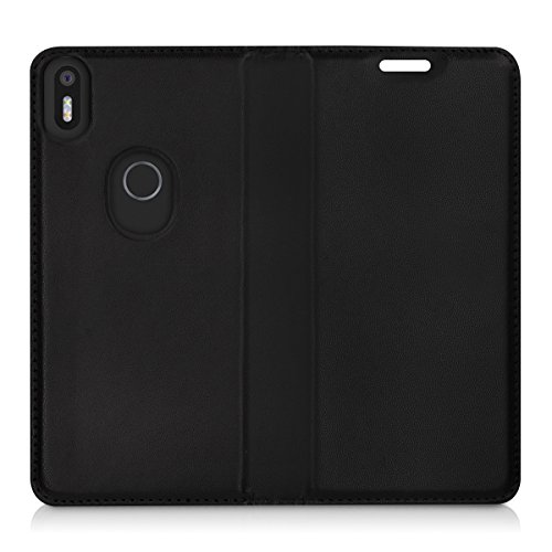 kwmobile Funda para bq Aquaris X5 Plus - Carcasa para m  vil de  Cuero sint  tico  - Case  Plegable  en  Negro 