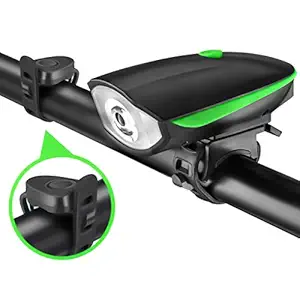 SPAIKO Rechargeable Bike/Cycle Super Bright Light & Horn with High/Low/Flashing Beam Function and 140 DB Sound with 5 Different Horn Modes