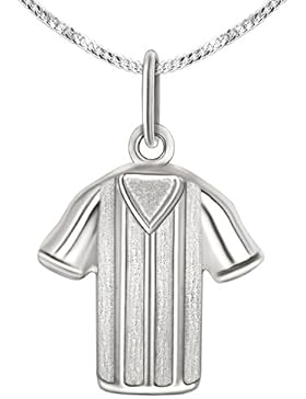 CLEVER SCHMUCK-SET Silberner Anhänger kleines Fußball Trikot 17 x 16 mm matt und glänzend sowie Kette Panzer 42...