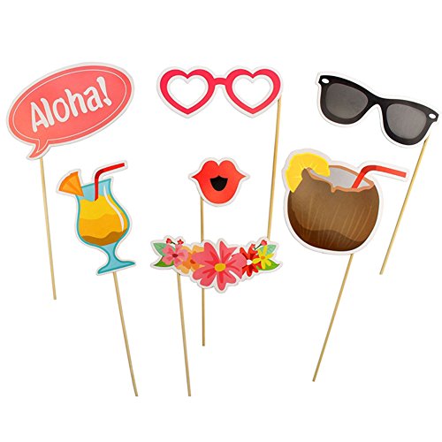 TOAOB Flamingo Hawaii Party Foto Fotorequisiten Fotoaccessoires für Sommer Strand Urlaub Geburtstag Hochzeit Party Kussmünder, Brillen Photo Booth Props Set Packung mit 21 Stück - 4