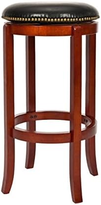 Safavieh Home Collection Ellwood Light Cherry and Black Leather Swivel 24-inch Counter Stool by Safavieh
