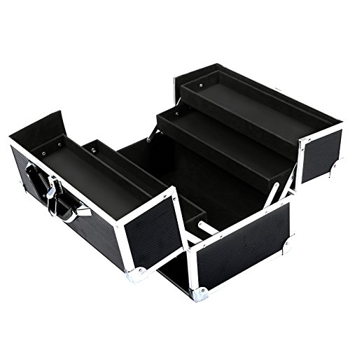 Songmics Kosmetikkoffer Reisegepäck aluminium portabel schwarz JBC227B - 2