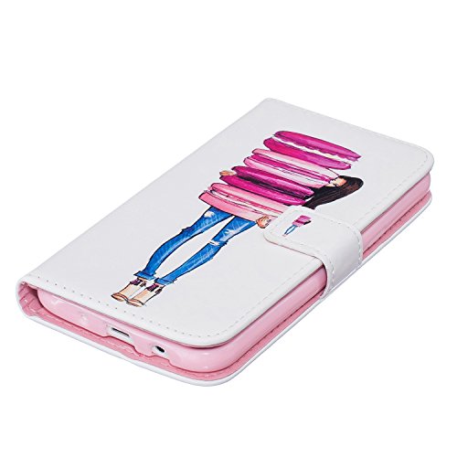 Galaxy J5 (2016) Bunte Ledertasche Schutzhülle Brieftasche, Aeeque® Flip Bookstyle Komisch Mädchen Kuchen Muster mit Weich Silikon Innere Standfunktion Kartenfächer Magnetverschluss PU Leder Handytasche Etui Schutztasche für Samsung J5 SM-J500 2016 Modell - 4