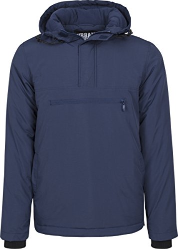 Urban Classics Herren Jacke mit Kapuze-berziehjacke aus Nylon mit Brusttascht, Blau (Navy 155), X-Large