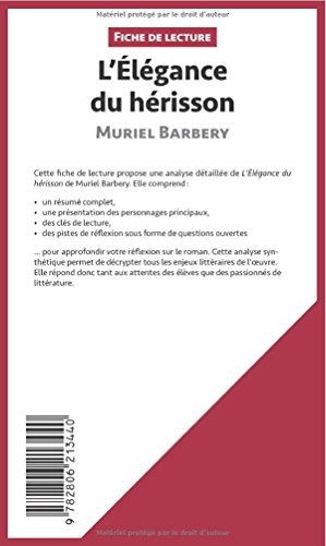 Livres Couvertures de L'Élégance du hérisson de Muriel Barbery (Fiche de lecture): Résumé Complet Et Analyse Détaillée De L'oeuvre