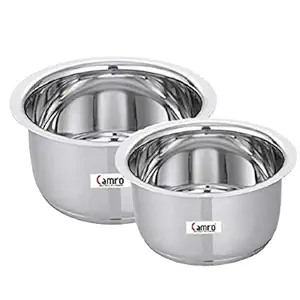 CAMRO TOPE ENCAPSULATED Bottom Induction Base Set of 2 (1.8 L & 2.7 L) Silver
