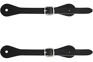 GORGECRAFT 2 Stück Einlagige Sporenriemen Schwarzes Echtes Leder Verstellbares Western Cowboystiefel7 10(1) cm Abnehmbare Schnalle Schnürsenkel Knöchelschuhriemen Gürtel Für Männer Und Frauen
