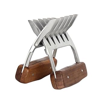 Kitchnexus Edelstahl Fleisch Krallen Brenkrallen Pulled Pork 2 Stck Fleischklauen Mit Holzgriff Bbq Claws Grill Fleischgabel