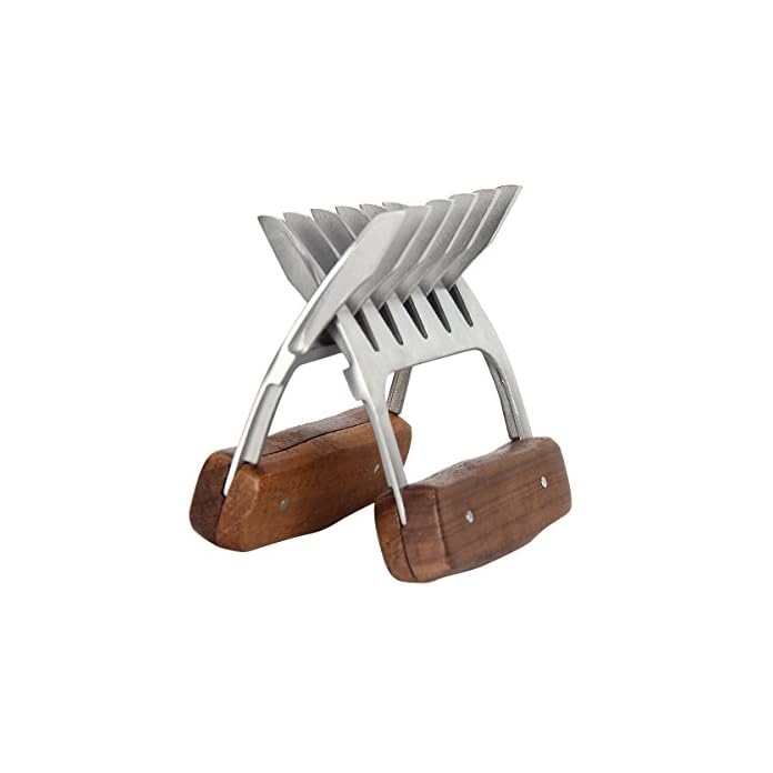 Kitchnexus Edelstahl Fleisch Krallen Brenkrallen Pulled Pork 2 Stck Fleischklauen Mit Holzgriff Bbq Claws Grill Fleischgabel