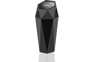 MARFULEAKY Mini Car Bin with Lid, Push-Type Car Trash Can with Diamond Design, Portable Car Cup Holder Trash Can for Front of Car, Environment-Friendly Mini Garbage Can for Car, Black