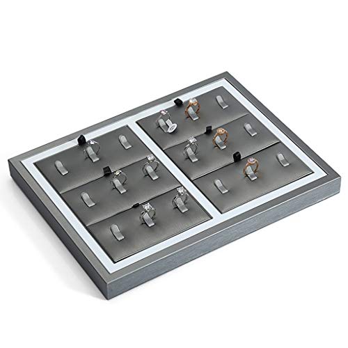 Joyería Estante De Perno Bandeja De Exhibición De Joyas 18 Bandejas De Anillo Soporte De Pantalla De Anillo Pantalla De Ventana Accesorios (Color : Gray, Size : 29.5 * 23cm)