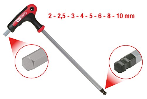 KS Tools 151.8155 Ergotorqueplus T-Griff-Kugelkopf-Innensechskant-Winkelstiftschlüssel-Satz, 8-teilig, 2-10 mm - 2