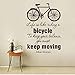 Produktbild westuceyo Life Is Like Riding A Bicycle Quote Bike Wall Sticker DIY Cycling Words Vinyl Bike Wall Art Decal Sticker Mural Home Decoration 53x83cm