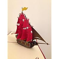 Handgemachte Pop-up 3D-Pop-up-Karte Segelboot Karibik Piraten Geburtstag Karte Valentines Karte Ostern Karte Vatertag Muttertag Karte Geschenk