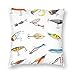 Produktbild Papalikz Fishing Throw Pillow Cushion Cover,Several Fish Hook Equipment Objects Trolling Angling Netting Gathering Activity,Decorative Square Accent Pillow Case 20"x20"