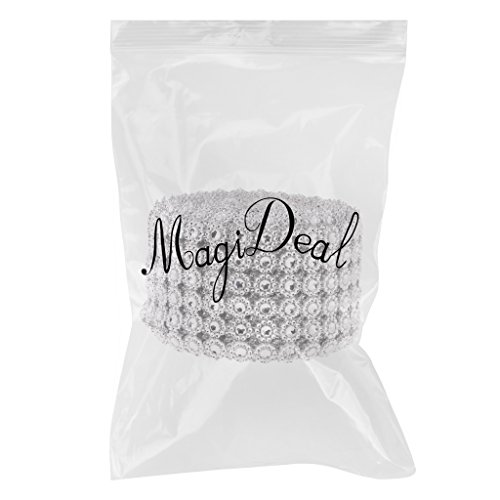 MagiDeal 10 Yards 6-reihig Blume Strasssteine selbstklebend Glitzersteine Kristalle Band Silber - 2
