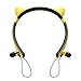 Produktbild FeiliandaJJ Bluetooth Kopfhörer Sport,Niedlich Katzenohren LED Magnetisch Kopfhörer Noise Cancelling Stereo Hi-Fi Kopfhörer Bluetooth Headset für Alle Smartphones (Gelb)