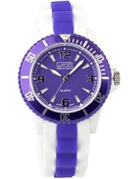 Eton Unisex Quarzuhr mit Lila Dial Analog-Anzeige und weiße Silikon Strap - 3014J PL