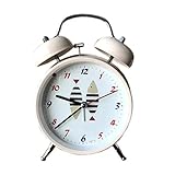 Unbekannt Glocke Kleine Wecker Metall Einfache Stumme Nachtlicht multifunktions Mode Bett Kreative Persönlichkeit Zu Hause 11 cm * 5,5 cm * 16 cm (Farbe : Beige)