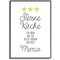 Personalisiertes Kunstdruck Wandbild DREI STERNE KÜCHE / Ein Hoch auf die beste Köchin der Welt Fine Art Deko Bild