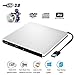 Produktbild GDD Externes DVD CD Bluray Laufwerk USB 3.0 Ultra Slim Portable, Externes Laufwerk BD CD DVD +/- RW, Für Apple MacBook, Pro, Luft, Mac OS, Windows 10, 8, 7, XP, Vista (Silber)