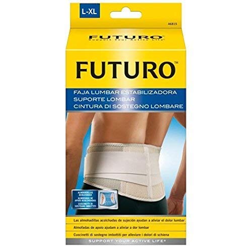Futuro Tutore Lombare, Sostegno a Cintura per la Schiena nella Regione Lombare, Regolabile con Chiusura a Strappo e con Imbottiture, L-XL 99,1 - 127.0 cm