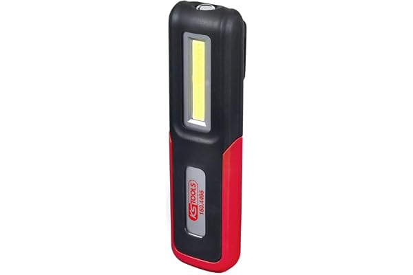 KS Tools - 150.4495 - Lampe mobile d'atelier - Lampe torche LED COB 3 Watt - Lampe led ultra puissante rabattable - Autonomie de 3-4 heures