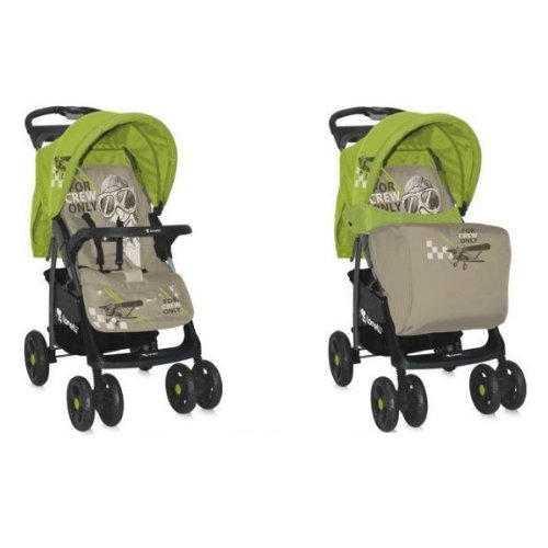 Lorelli New Foxy Pushchair with Footmuff and Raincover Caramel & Green Pilot Design