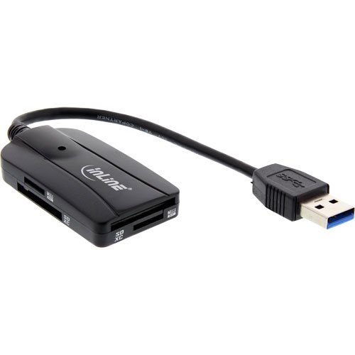 InLine USB 3.0 Dual Card Reader mit Kabel, 2x 2 Laufwerken für SD/SDHC/SDXC/microSD