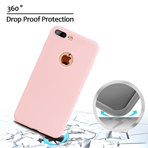 Funda iPhone 7 Plus  E-Lush Suave Silicona TPU Carcasa Ultra Delgado Flexible Gel Parachoques Goma Mate Opaco Case Cover Amortigua Golpes Protectiva Caso para iPhone 7 Plus  5 5 Pulgadas  Smartphone Anti-Rasgu  o y Resistente Tapa - Rosa