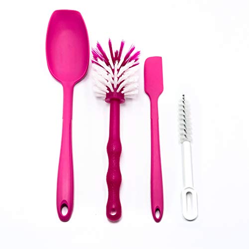 Coolina Thermomix super4 Cepillos de espátula de Juego Rosa, 4 Piezas.